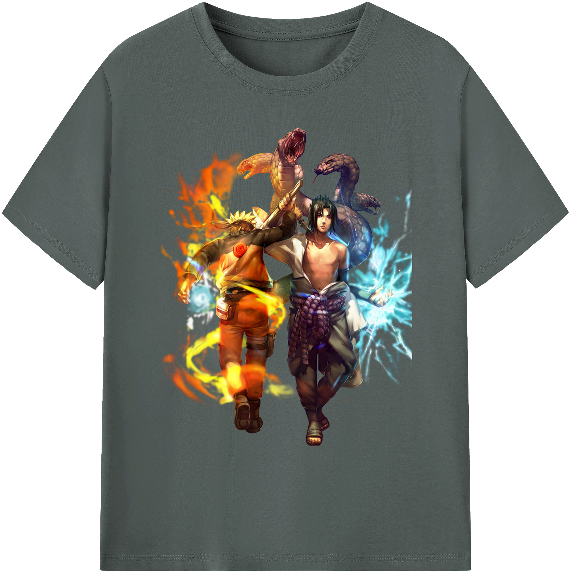 （画像用） NARUTO -ナルト- うちは サスケ Uchiha Sasuke 綿100％ メンズ半袖Tシャツ｜肌触りやわらか＆通気性